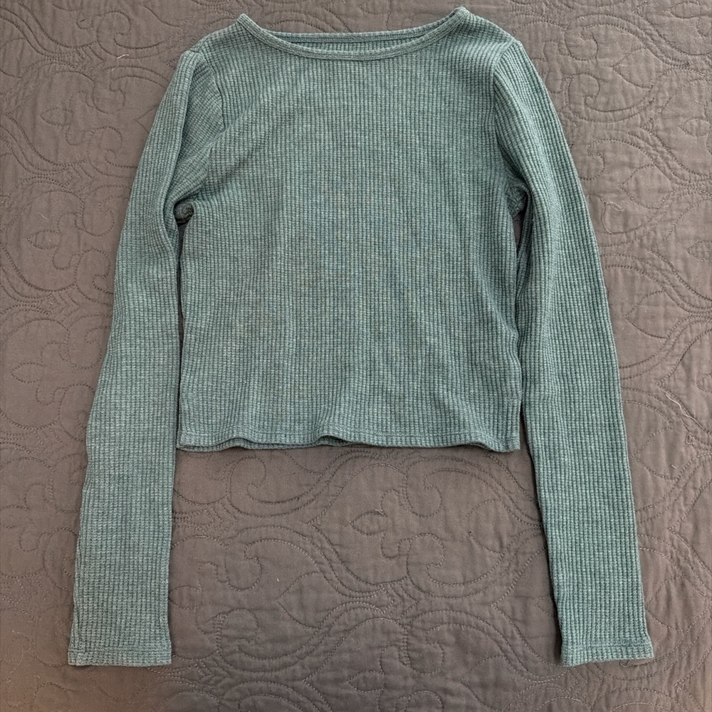 Women's Ribbed Long Sleeve Top - Teal